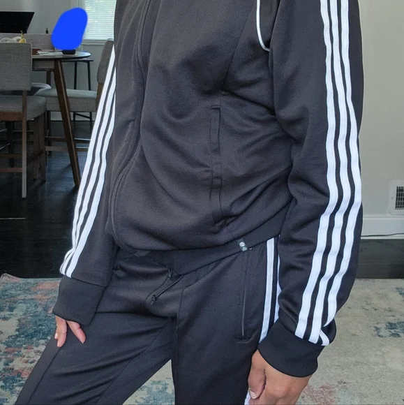 Adidas Black Tracksuit with White Stripes - Picture 4 of 11